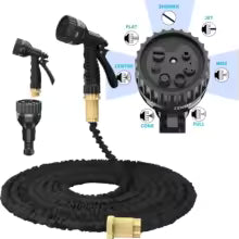 Expandable Garden Hose Pipe With Multifunction Hose Gun Attachment